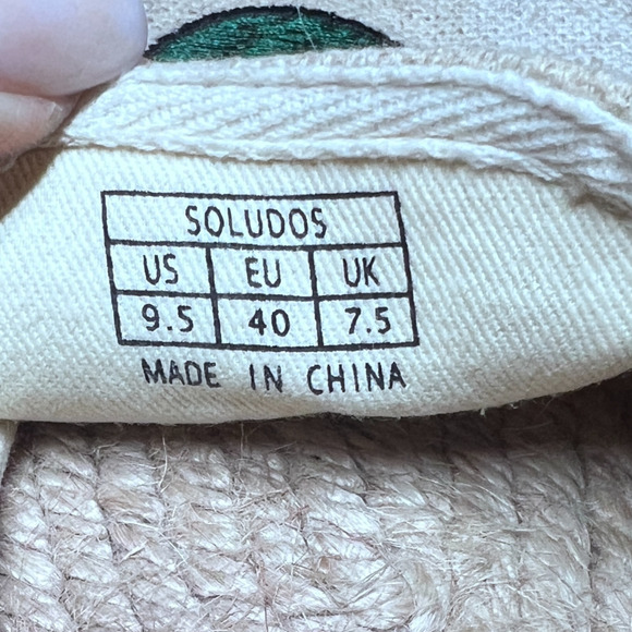 SOLUDOS by Jason Polan Women 9.5 Avacodo Embroidered Espadrilles Beige Flats - Picture 16 of 16